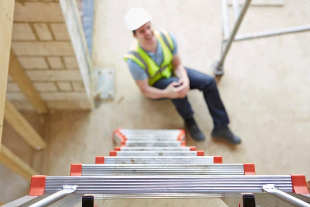 new york worker after falling off a ladder